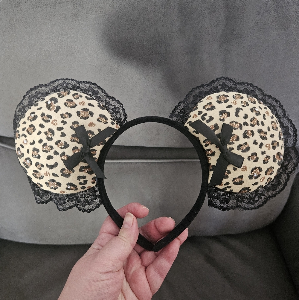 New never used Leopard print mouse ears